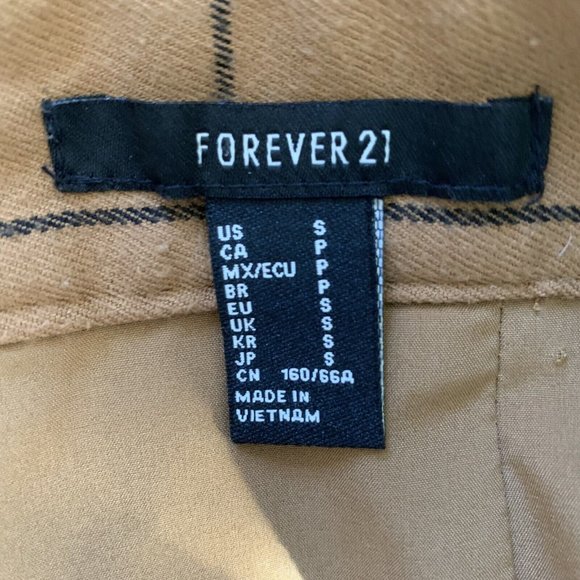 Forever 21 Asymmetrical Mini Skirt Women S Lined Tan Windowpane Preppy - Picture 8 of 9